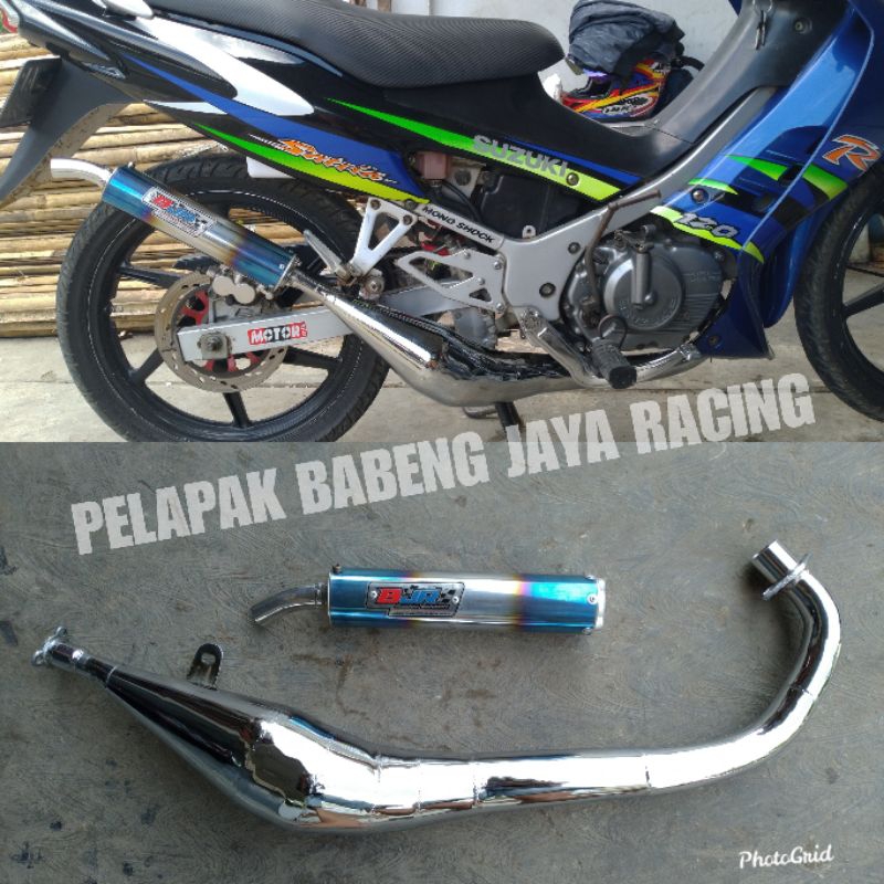 knalpot suzuki satria hiu RGV 120 RGX 120 Stinger 120 Akira 120 samping crome stainless biru