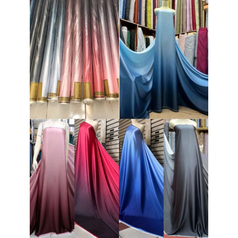 ( COD) MURAH... Kain Armani Silk Gradasi Premium ( Harga Yang Tertera per 1 Roll / Pis _isi Rollan 5