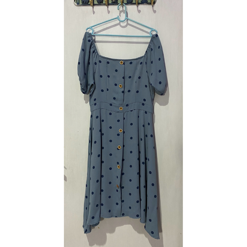 sabrina dress biru muda LD 90-100 Panjang 100