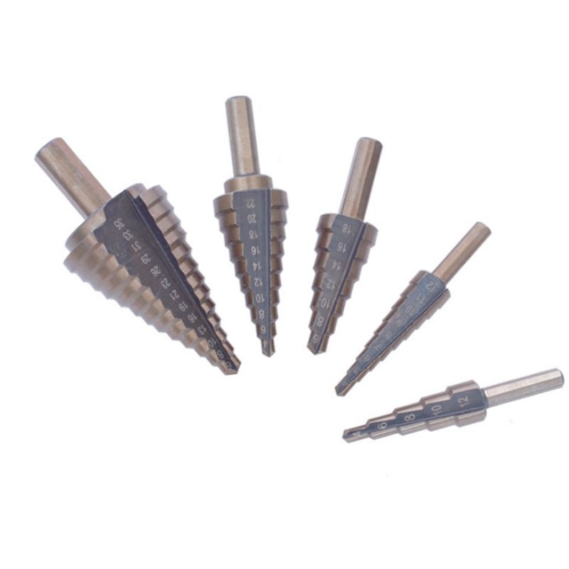 Drillpro Mata Bor Pagoda Spiral Drill HSS Steel 5 PCS Black