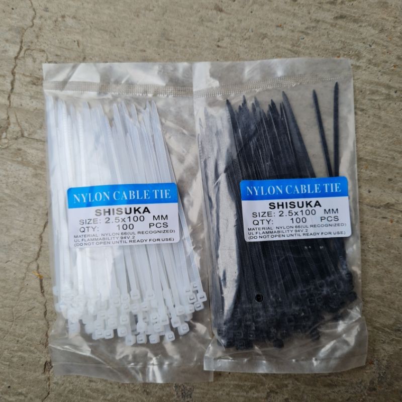 

Kabel Tie/Kabel Ties/Kabel Tish 2/2.5 x 100 mm 10 cm Hitam/Putih Isi 100 pcs