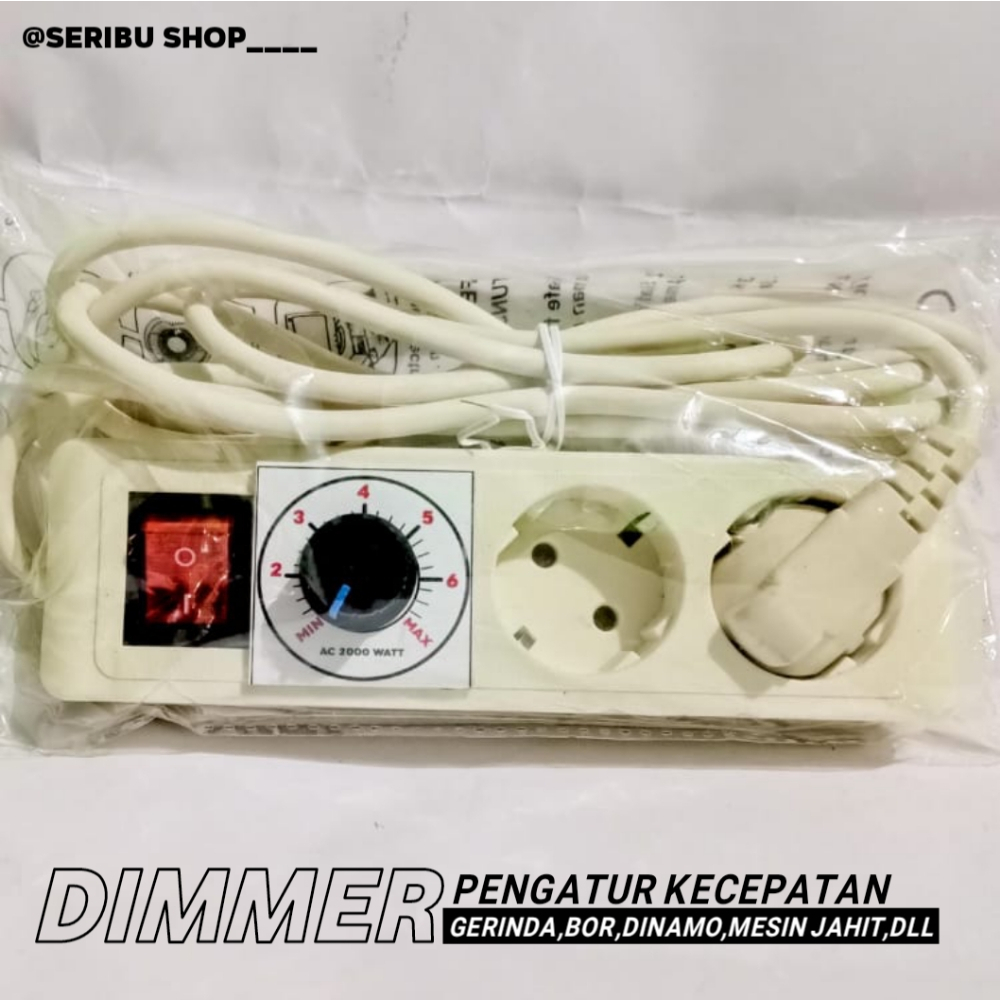 Dimmer ac 2000 WAT pengatur kecepatan putaran mesin gerinda bor dinamo mesin jait panjang kabel 1,5 