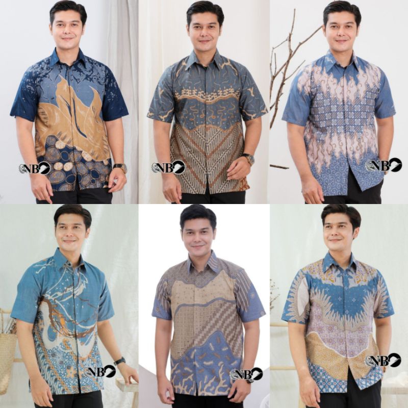 BAJU BATIK PRIA LENGAN PENDEK WARNA BIRU/BLUE SERIES ATASAN BATIK PRIA MODERN KEMEJA LENGAN PENDEK P