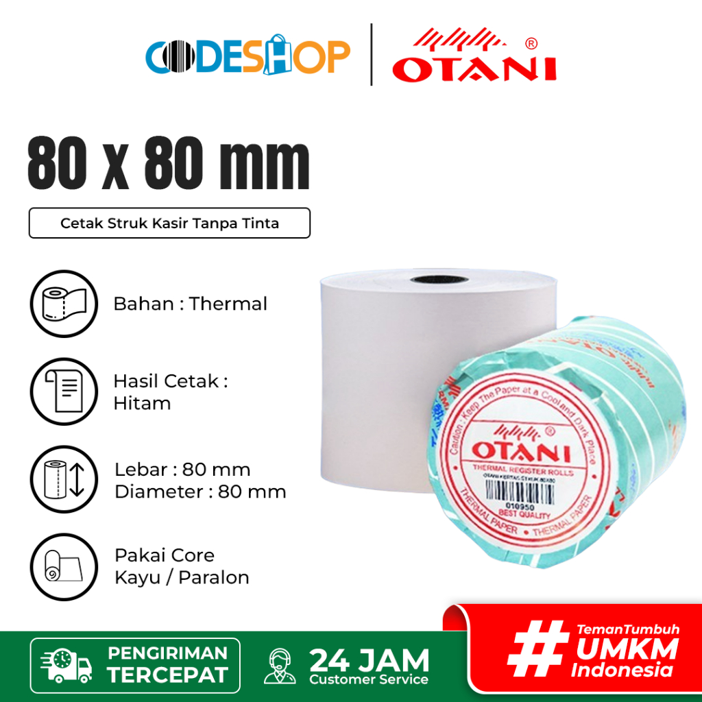 

Kertas Struk Kasir Thermal Otani Hitam 80 x 80 mm