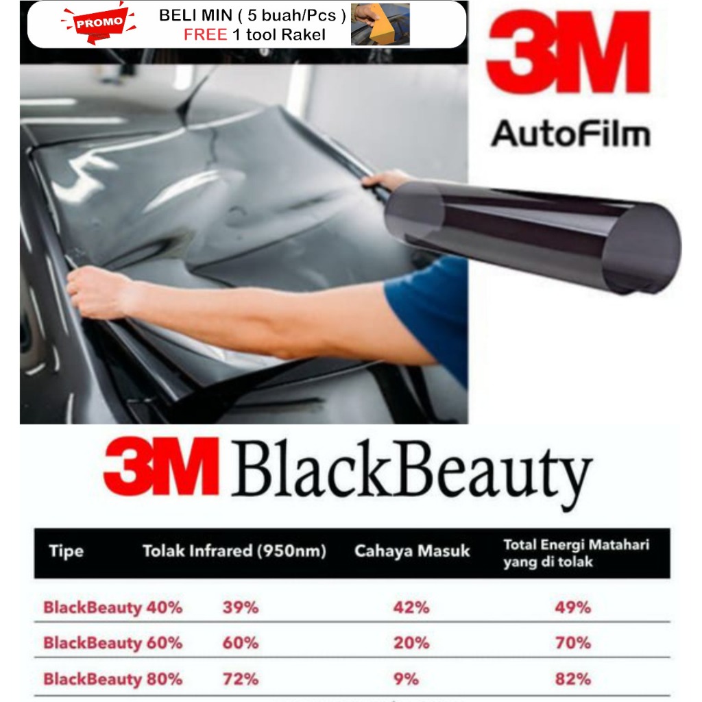 Kaca film 3M Blackbeauty 80%/Kaca film 3M peredam panas/Kaca film 3M tolak panas sinar (UV)