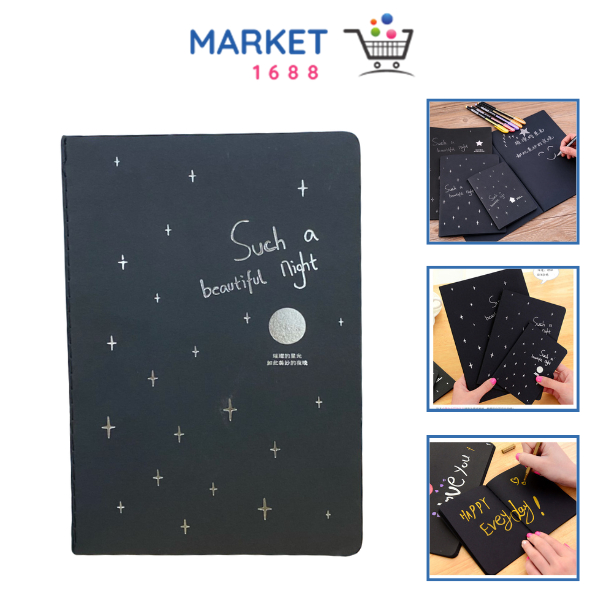 

Market1688 Buku Tulis Warna Hitam Isi 28 Lembar Buku Catatan Kertas Hitam Ukuran A6 A5 B5 Black Paper Plain Notebook DIY Scrapbook Agenda Foto Diary Kreatif
