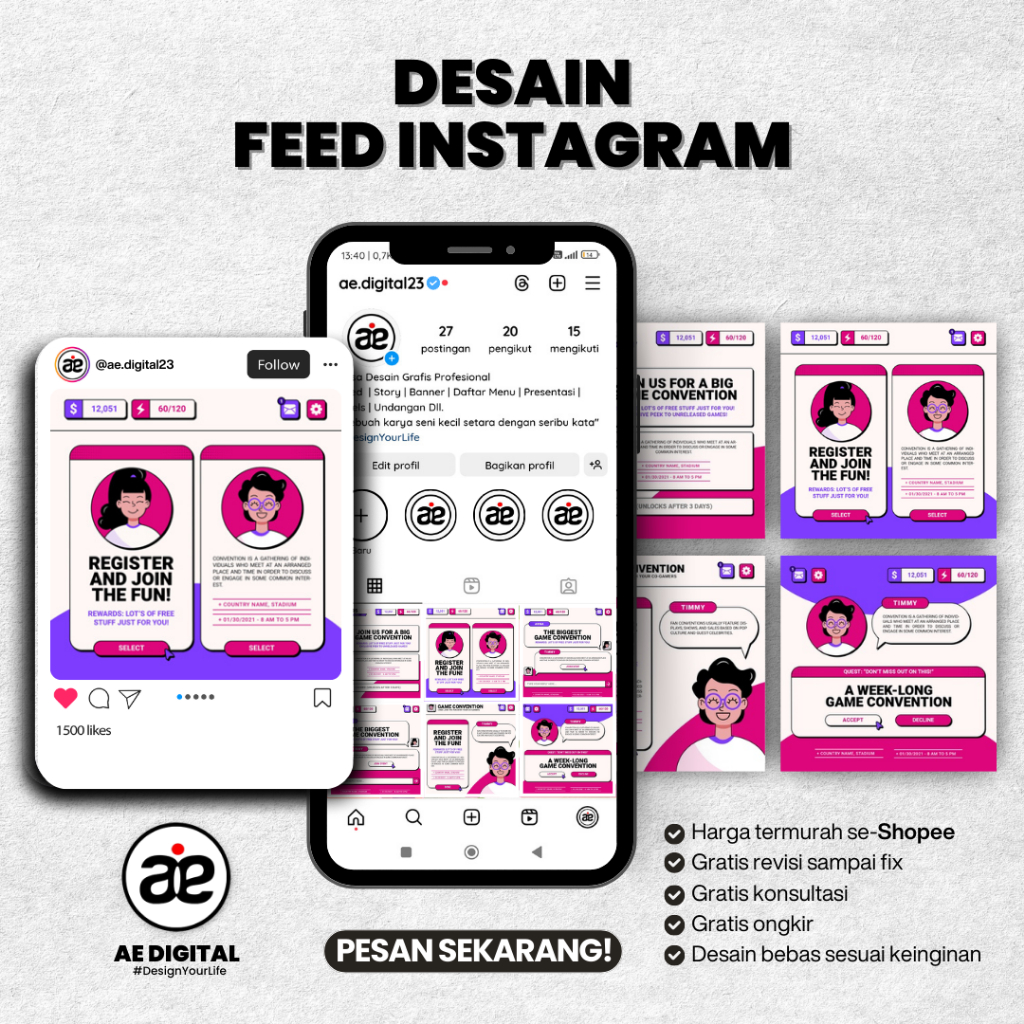 Jasa Desain Konten Feed Instagram murah untuk Promosi