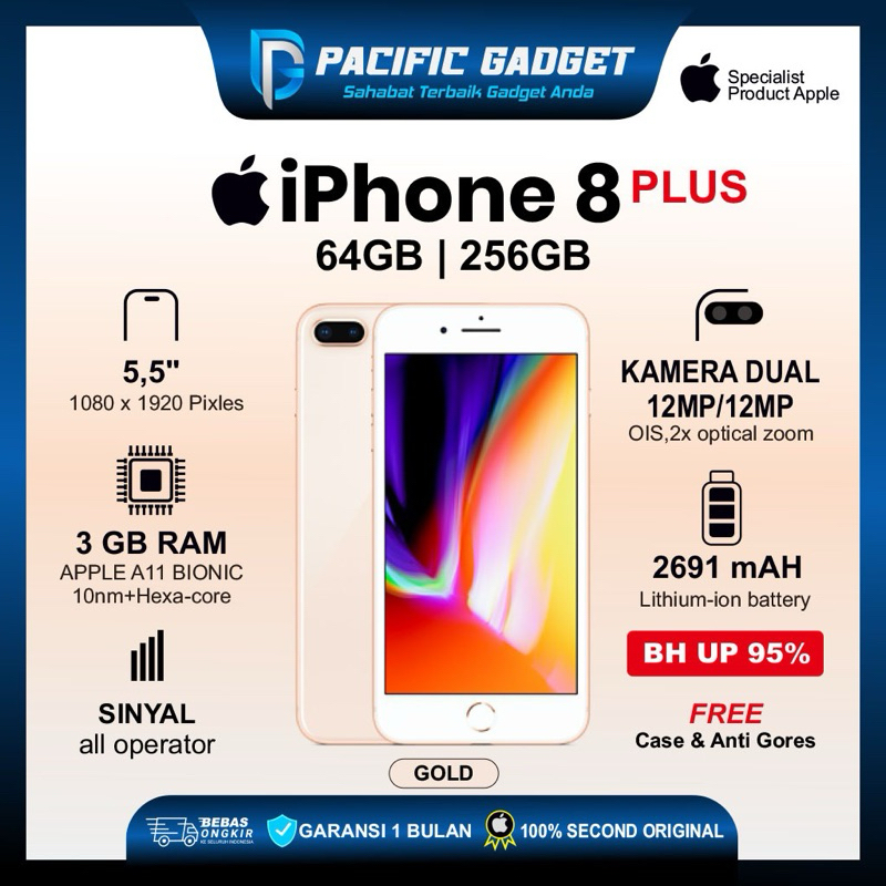 IPHONE 8+ PLUS 64GB/256GB GOLD FULLSET