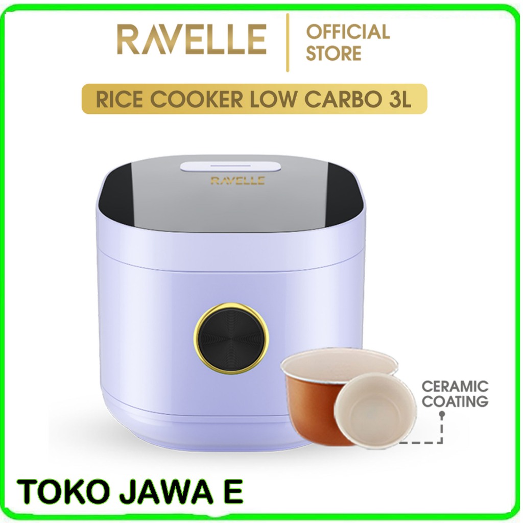 RICE COOKER RAVELLE Digital Rice Cooker Low Carbo 3L Rendah Gula Sehat Alami
