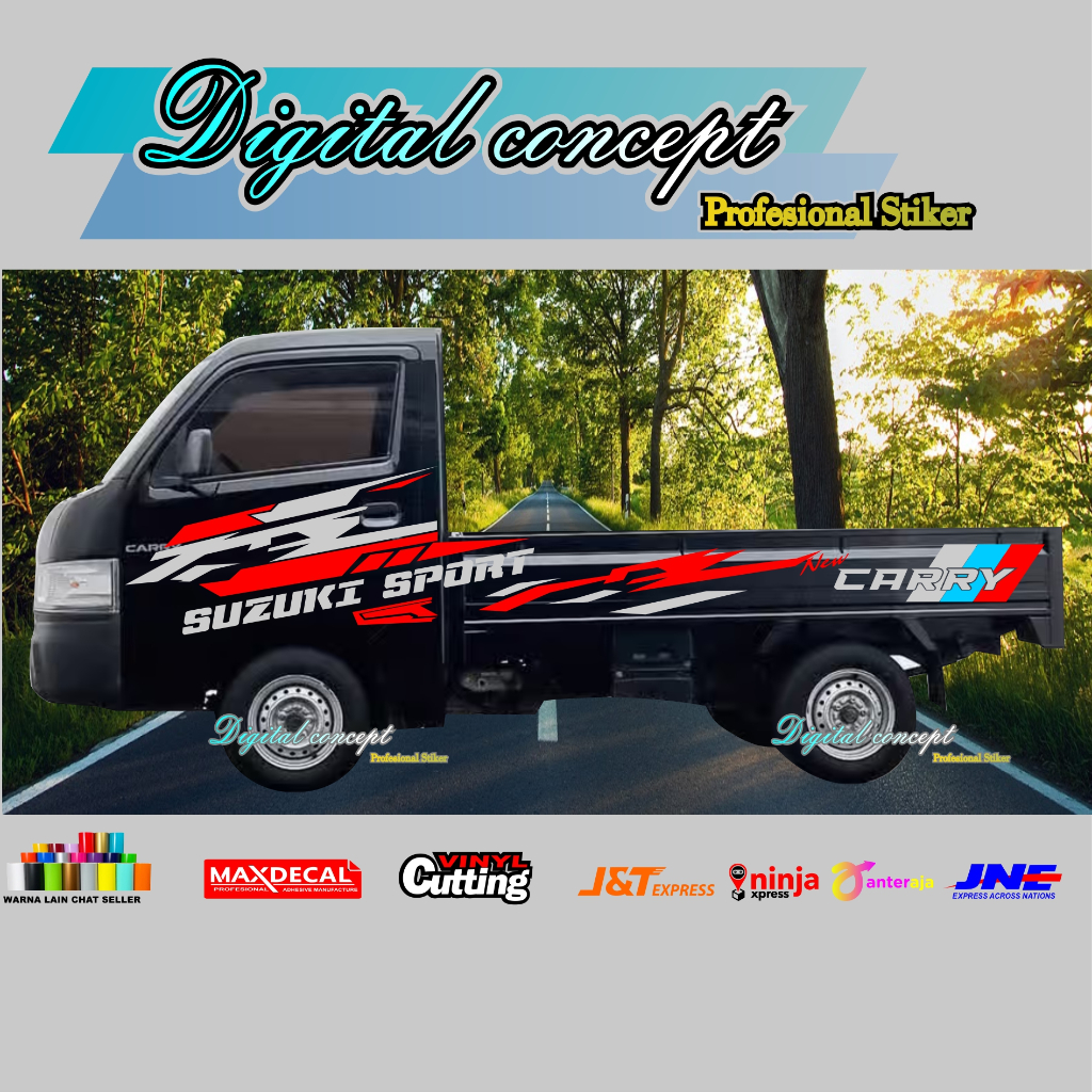 promo stiker pick up mobil suzuki new carry sticker bodi samping bak belakang terbaru
