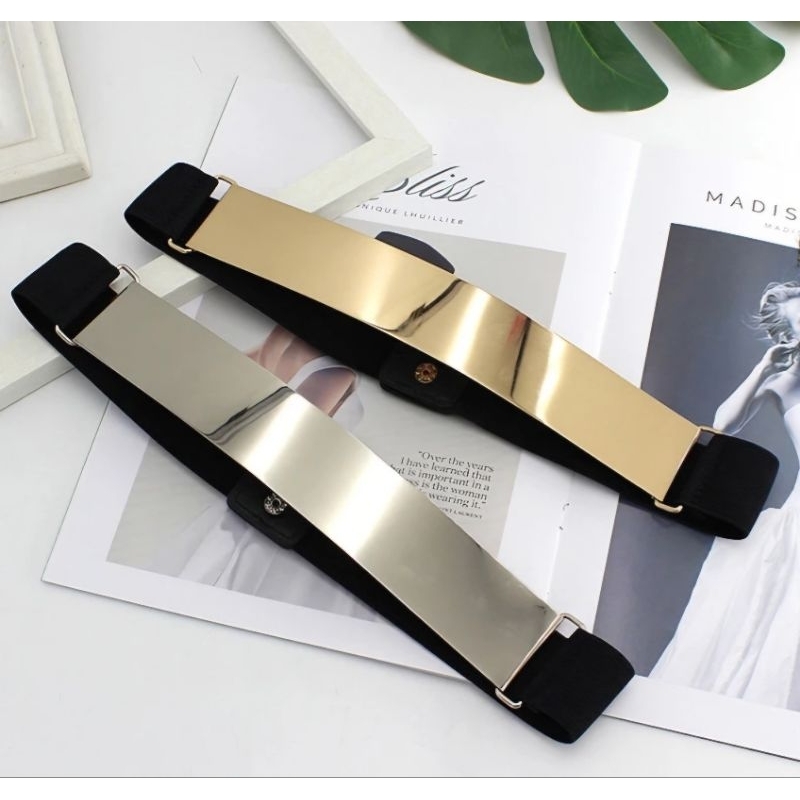 ( SB17) sabuk plat besi gold import ikat pinggang wanita fashion