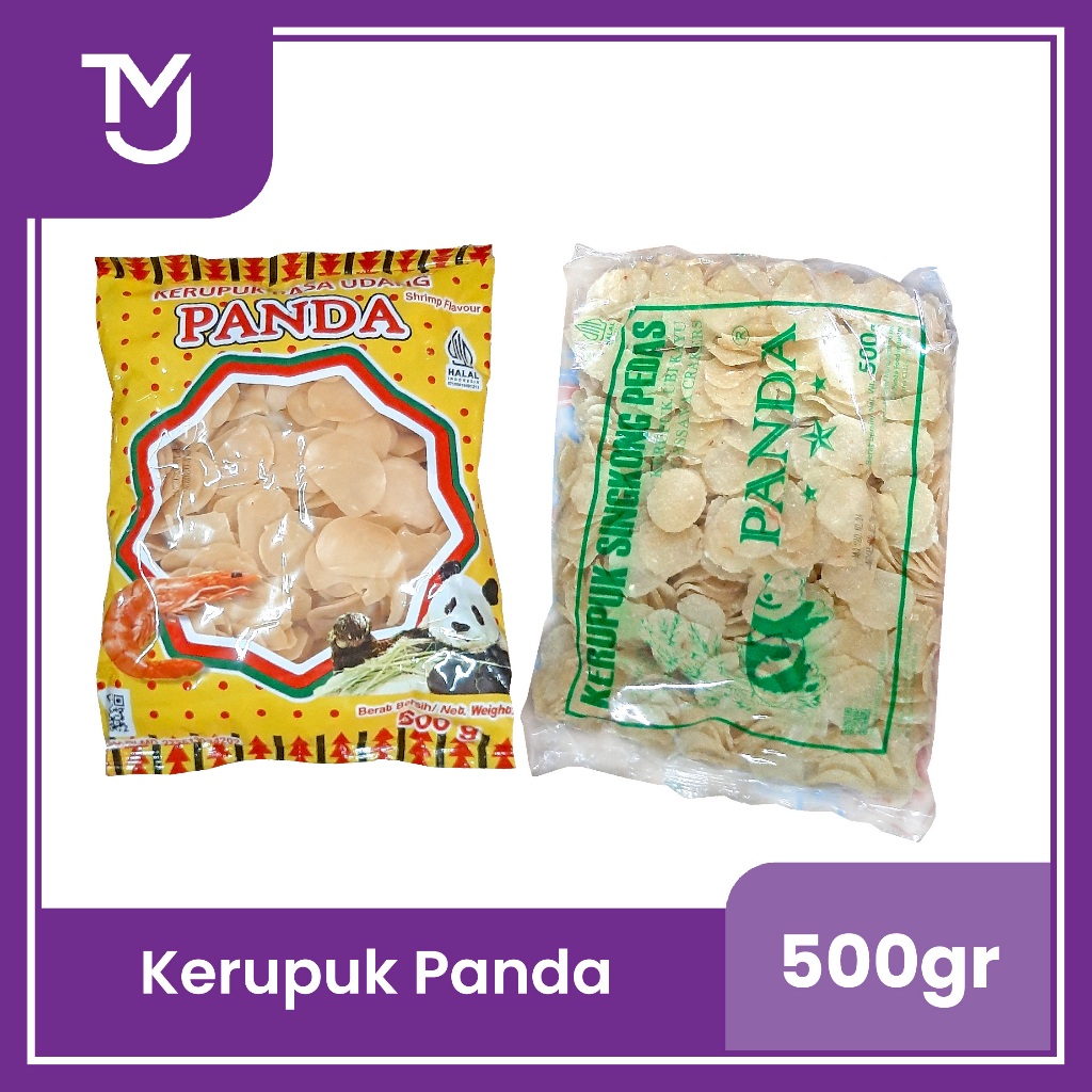 

kerupuk panda 500gr -- singkong pedas dan kerupuk rasa udang