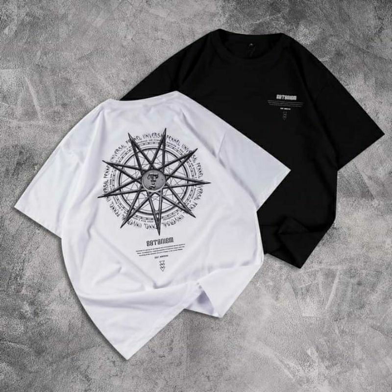 Kaos Distro Oversize Motif SATANISM