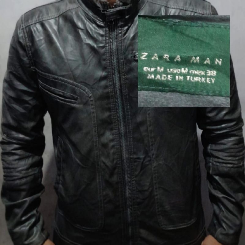 jaket kulit sintetis brand ZARA MAN original