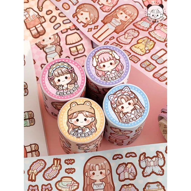 

1roll 2m Stiker Washitape Sticker Roll Telado Dress Up Ganti Baju