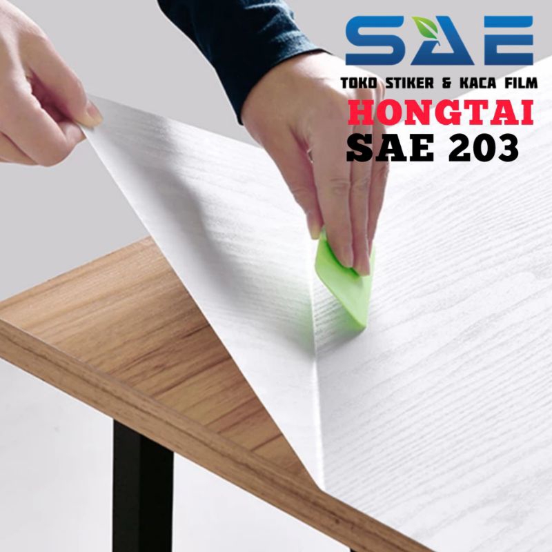 Stiker Meja Kayu Pvc Sheet Serat Kayu Putih
