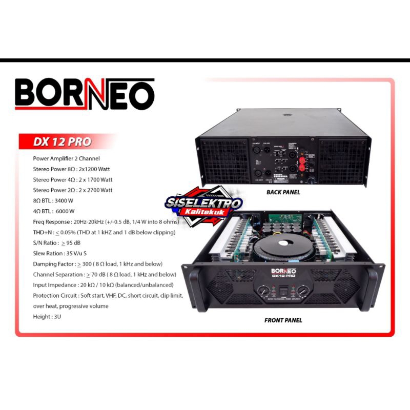 Power amplifier borneo dx 12 pro borneo dx12pro borneo dx 12pro