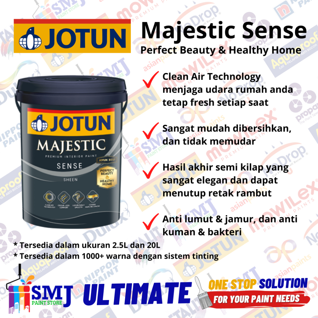 Cat Tembok Anti Noda Bakteri JOTUN Majestic Sense Warna 0001 White 20L