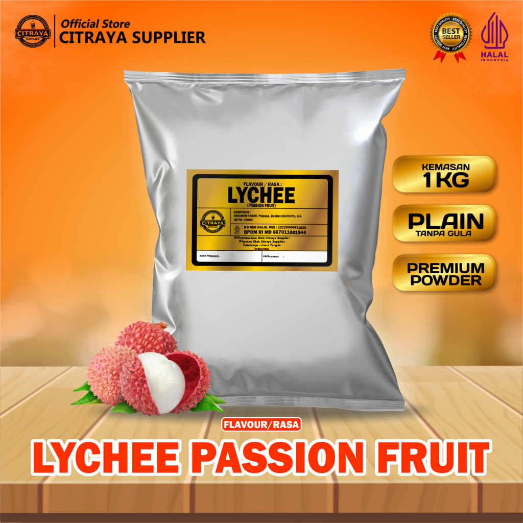 

BUBUK MINUMAN CITRAYA POWDER RASA LYCHEE PASSION FRUIT / BUBUK CITRAYA POWDER RASA LYCHEE PASSION FRUIT / SERBUK MINUMAN LYCHEE PASSION FRUIT