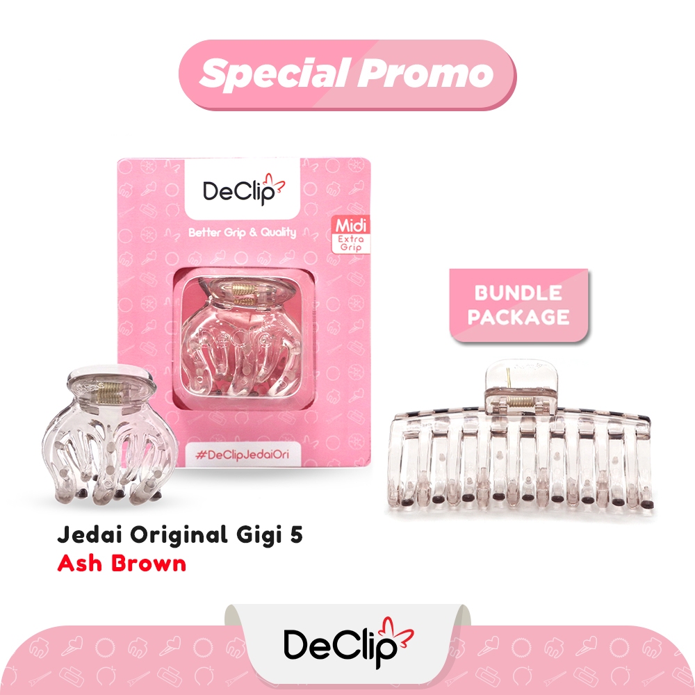 Jedai Bangkok Gigi 5 + Jepit Tabung 9,5cm Declip Original Warna Ash Brown