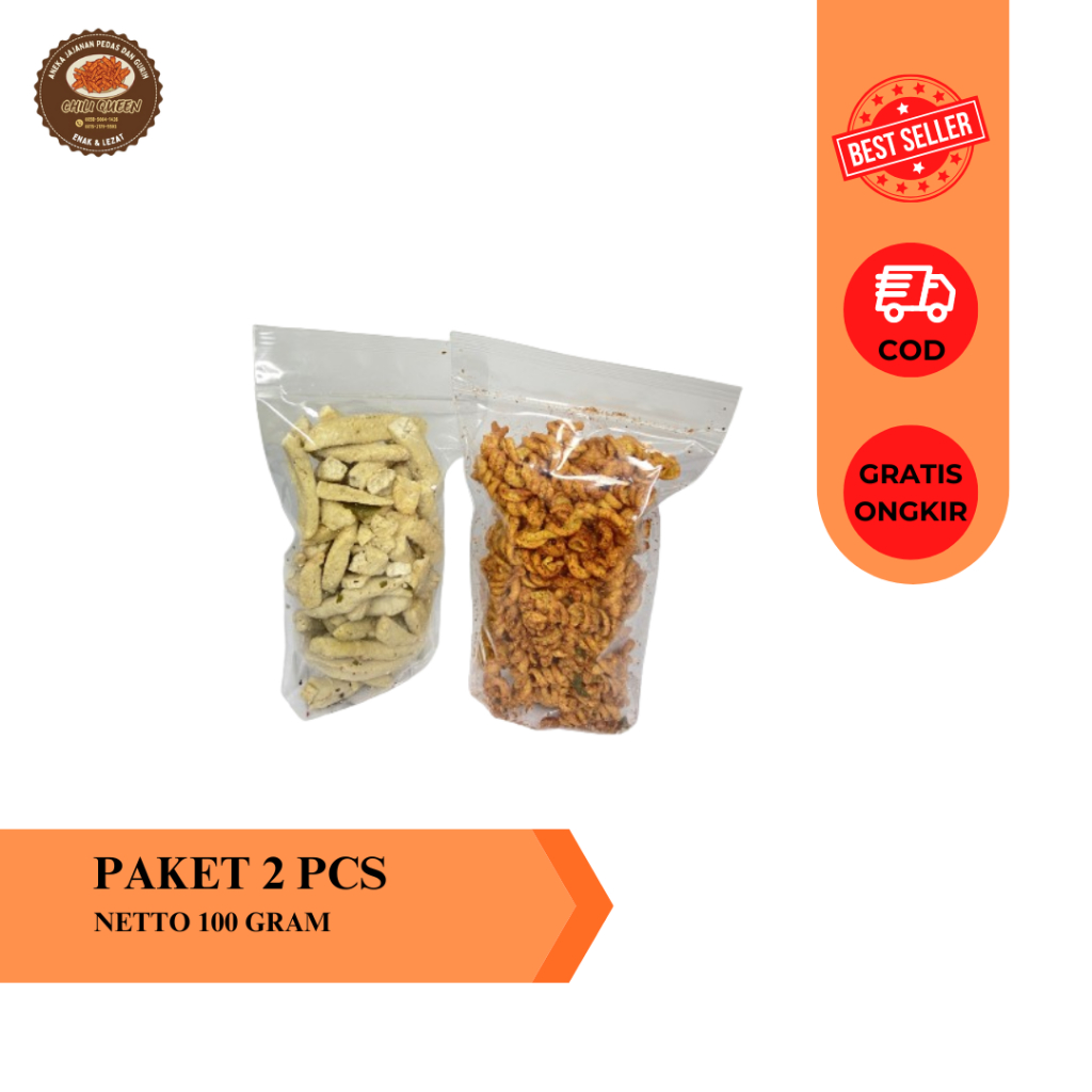 

Paket 2 Pcs 100 Gram Basreng Ori + Makaroni Spiral