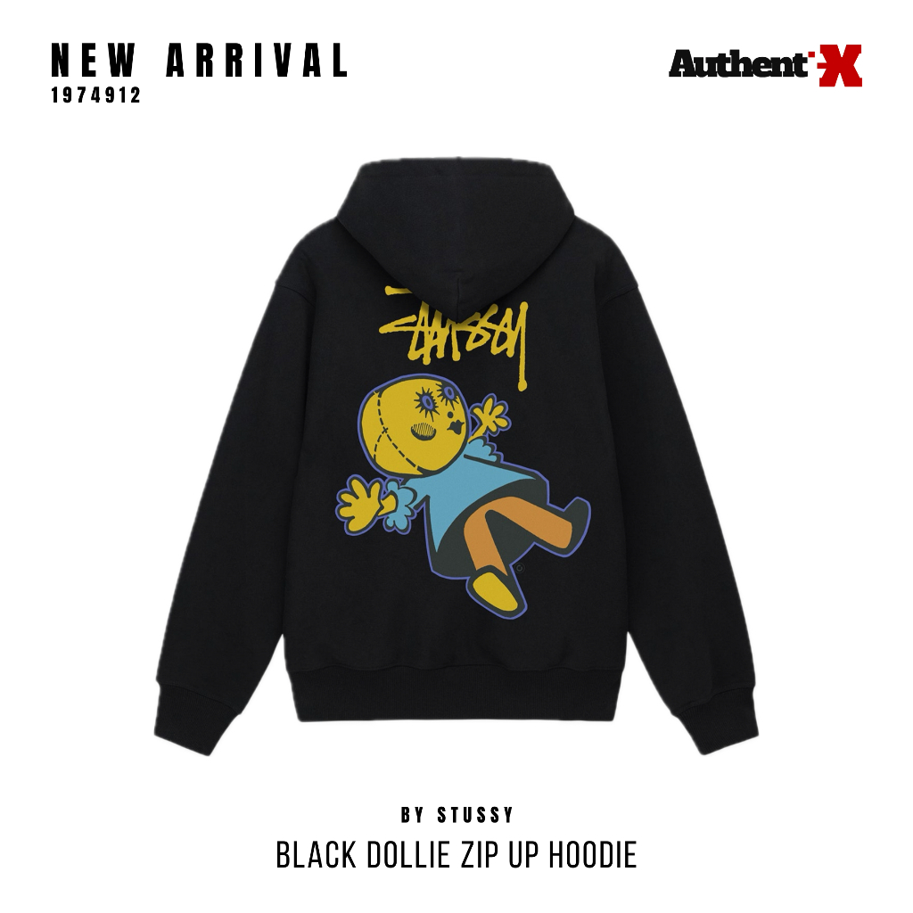STUSSY DOLLIE ZIP HOODIE - BLACK