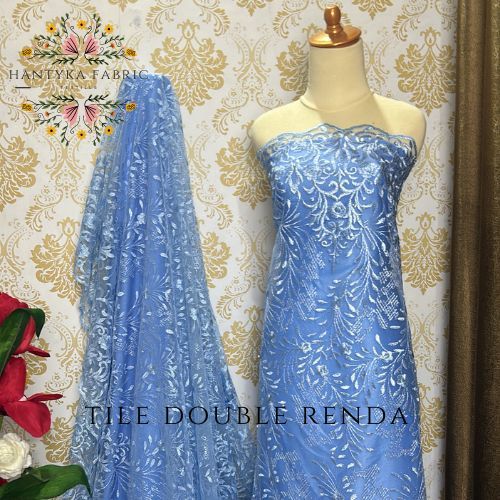 (Per 0,5 Meter)Kain Tulle Mutiara Double renda / bahan Tile renda / Terbaru / tile pinggiran terbaru