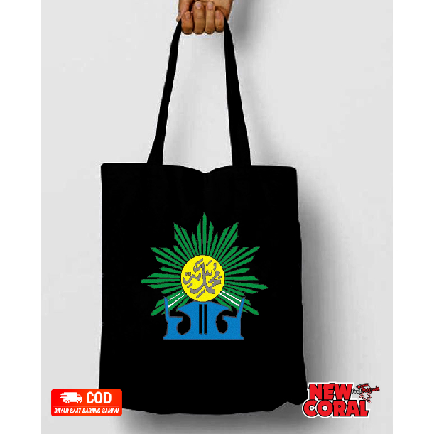 Tas Bahu ToteBag Muhammadiyah Bahan Drill Premium Resleting Tali Kain 30 x 40 cm