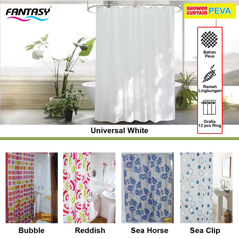 Fantasy Peva Pembatas Kamar mandi  Bathroom Shower Curtain Tirai Kamar Mandi Anti Air