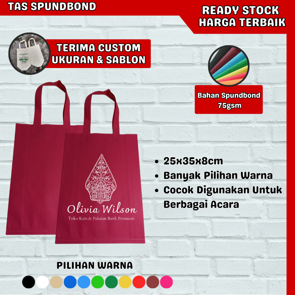 Tas Handle Lipat Tas Spunbond Custom Tas Kain Tas Belanja