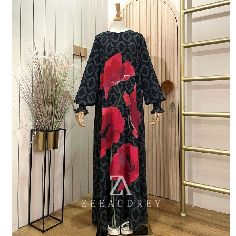 Dress Gamis Printingan Zenaya By Zeeaudrey