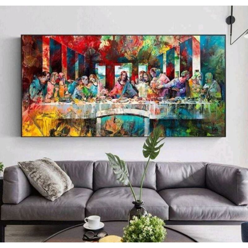 LUKISAN  KANVAS PERJAMUAN YESUS