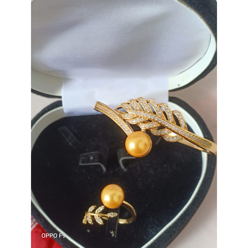 set rhodium gelang dan cincin rhodium