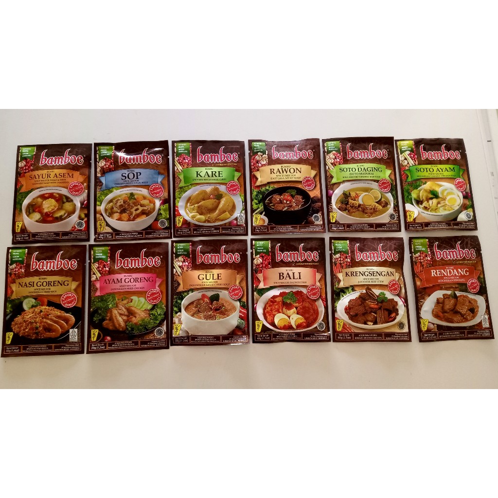 

Bamboe Bumbu Instan All Varian Rawon Soto Krengsengan Rica-rica Gule