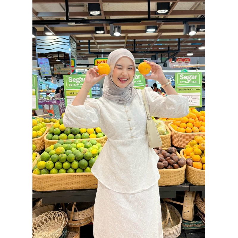 zuhra one set malay kurung blouse raya blouse wanita korea blouse bunga katun bordir furing