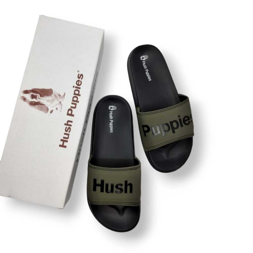 Hush Puppies Sandal Selop Pria Wanita Original Army Premium Slippers Slide Casual Kekinian