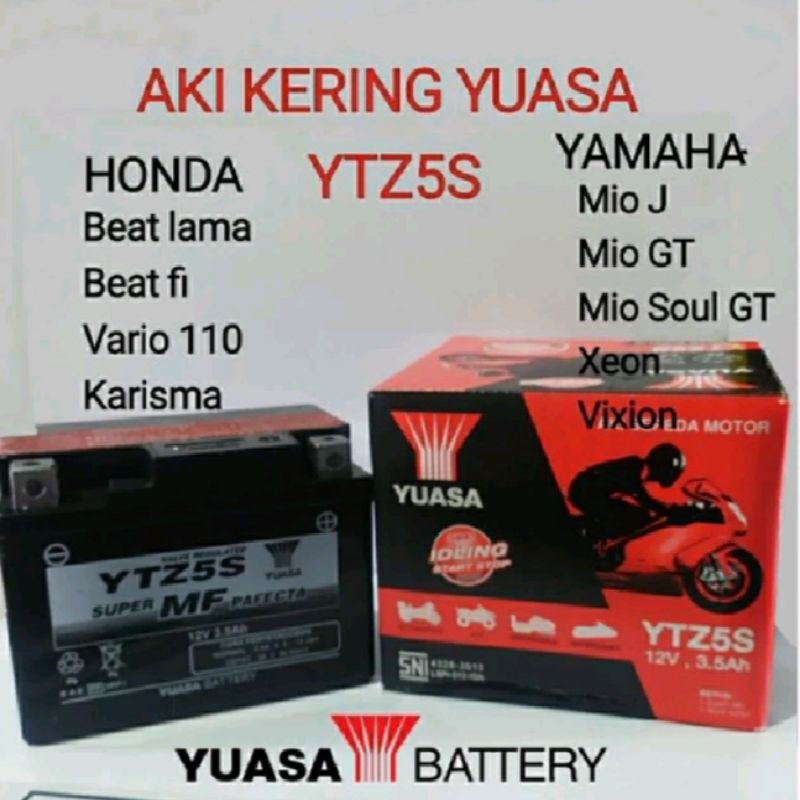 Aki Kering YUASA YTZ5S Aki Motor Vario/Beat/Mio j 100%ORI