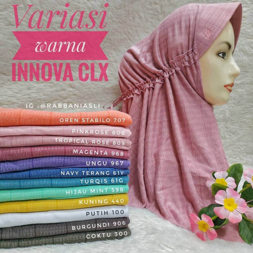 Size XL Rabbani Asli Hijab Jilbab Kerudung Sekolah INNOVA CLX Warna Lengkap