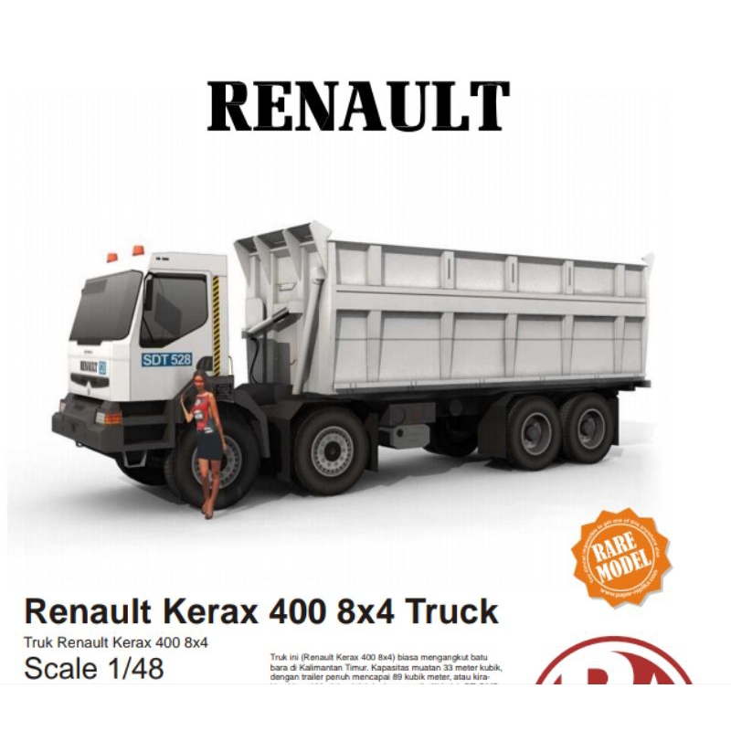 Lembaran pola papercraft truck renaul kerax skala 48 (PR-D5)