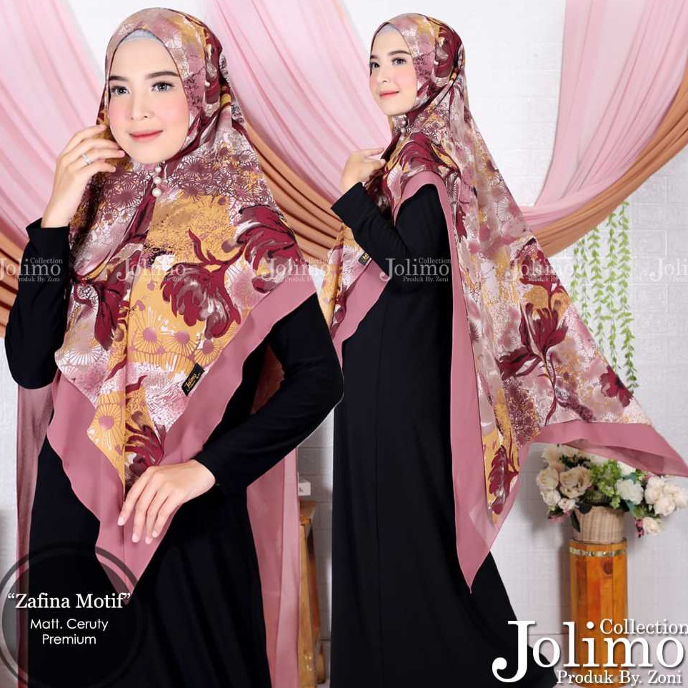 Dapatkan Promo  khimar ceruty premium zafina motif  jilbab ceruty 2 layer pet antem  kerudung instan