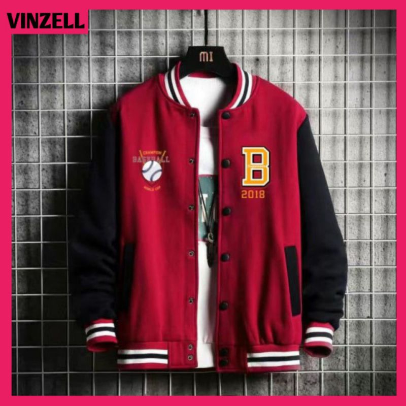JAKET BASEBALL BIG SIZE (S-6XL) Jaket Varsity Kancing BOMBER LOGO B OVERSIZED XXL XXXL XXXXL XXXXXL 