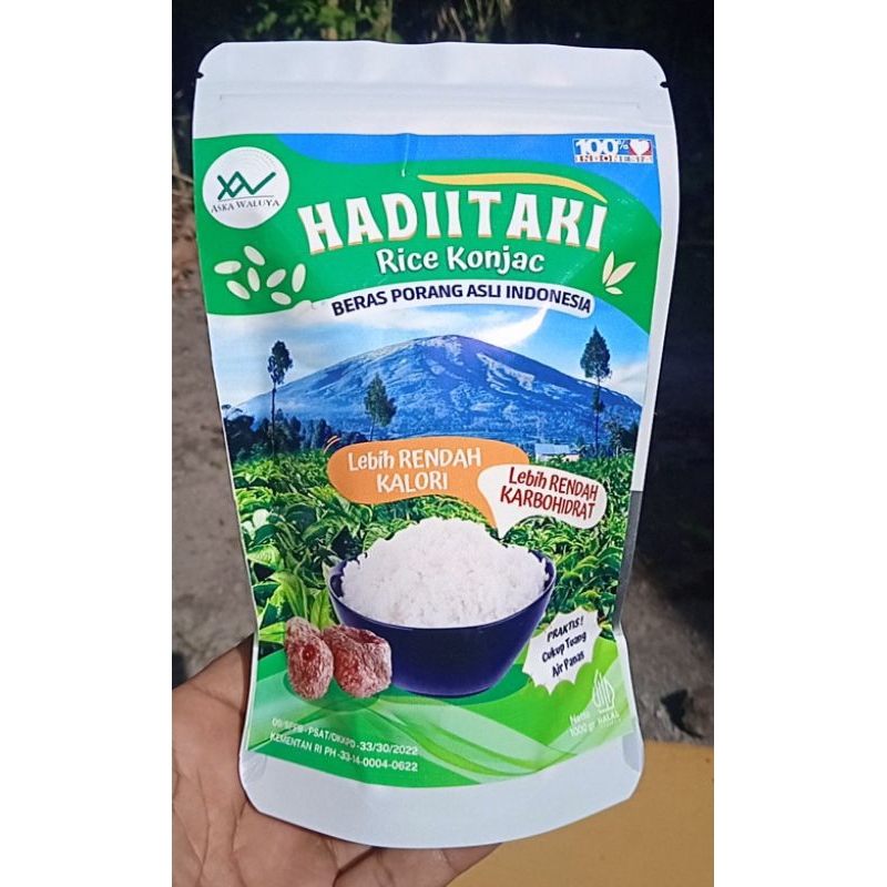 

Beras Porang Hadiitaki Rice Konjac 250gr, cukup tuang air panas, rendah kalori