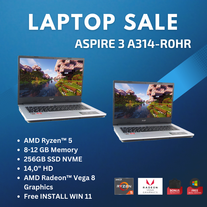 Laptop Speed Kencang Anti Lemot l AMD Ryzen 5 l RAM 12GB l SSD 256GB l VEGA 8 l 14" l Free Install W