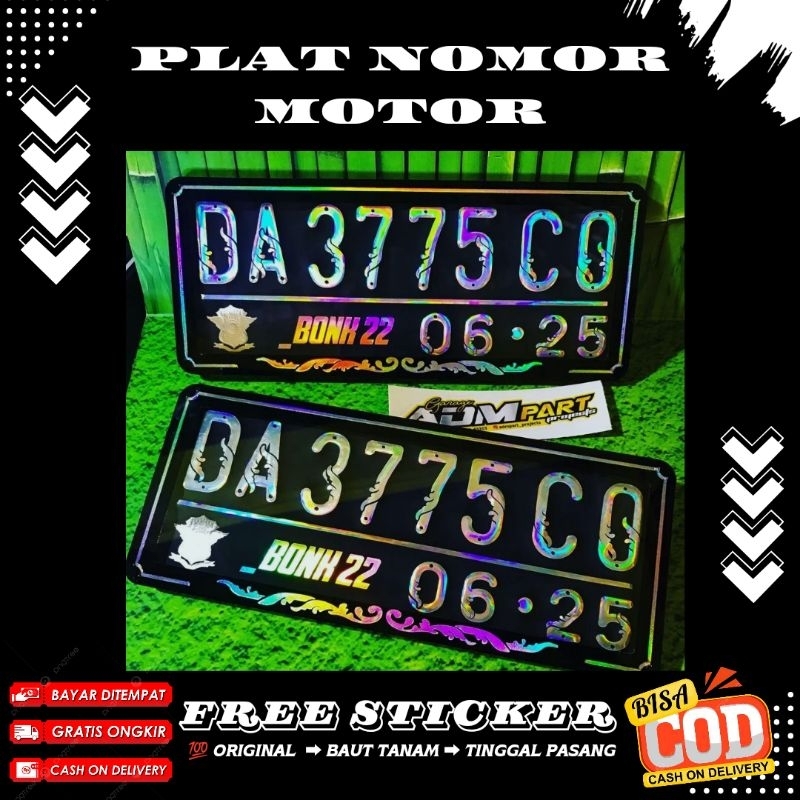 PLAT NOMOR MOTOR WARNA HITAM//PLAT NOMOR BAUT TANAM//PLAT NOMOR MOTOR MIKA AKRILIK//PLAT NOMOR MOTOR