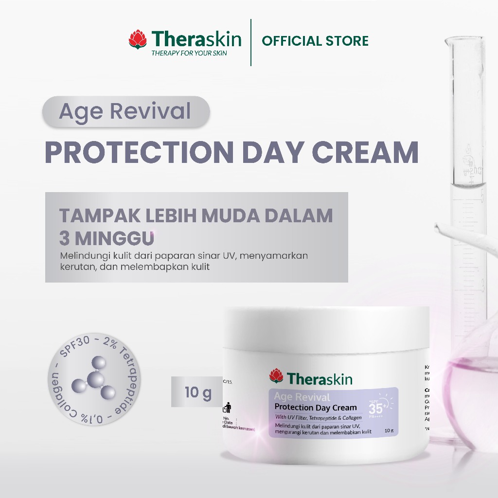 Theraskin Age Revival Protection Day Cream - Sunscreen SPF 35 Krim Awet Muda untuk Anti Aging Mengur