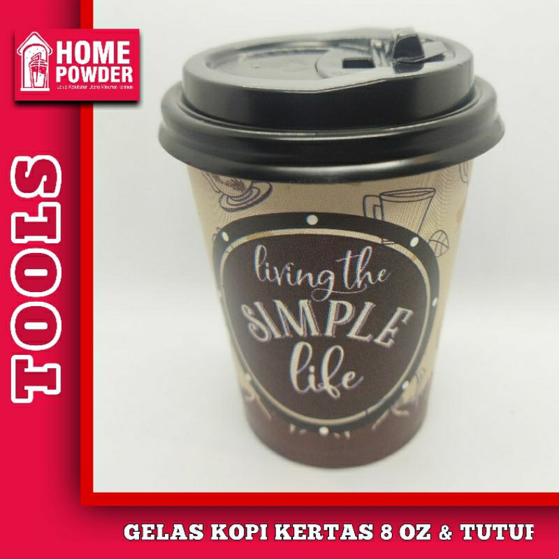 Promo Gelas dan tutup Gelas Kopi Kertas Papper Cup 8 Oz Motif Coffee Murah