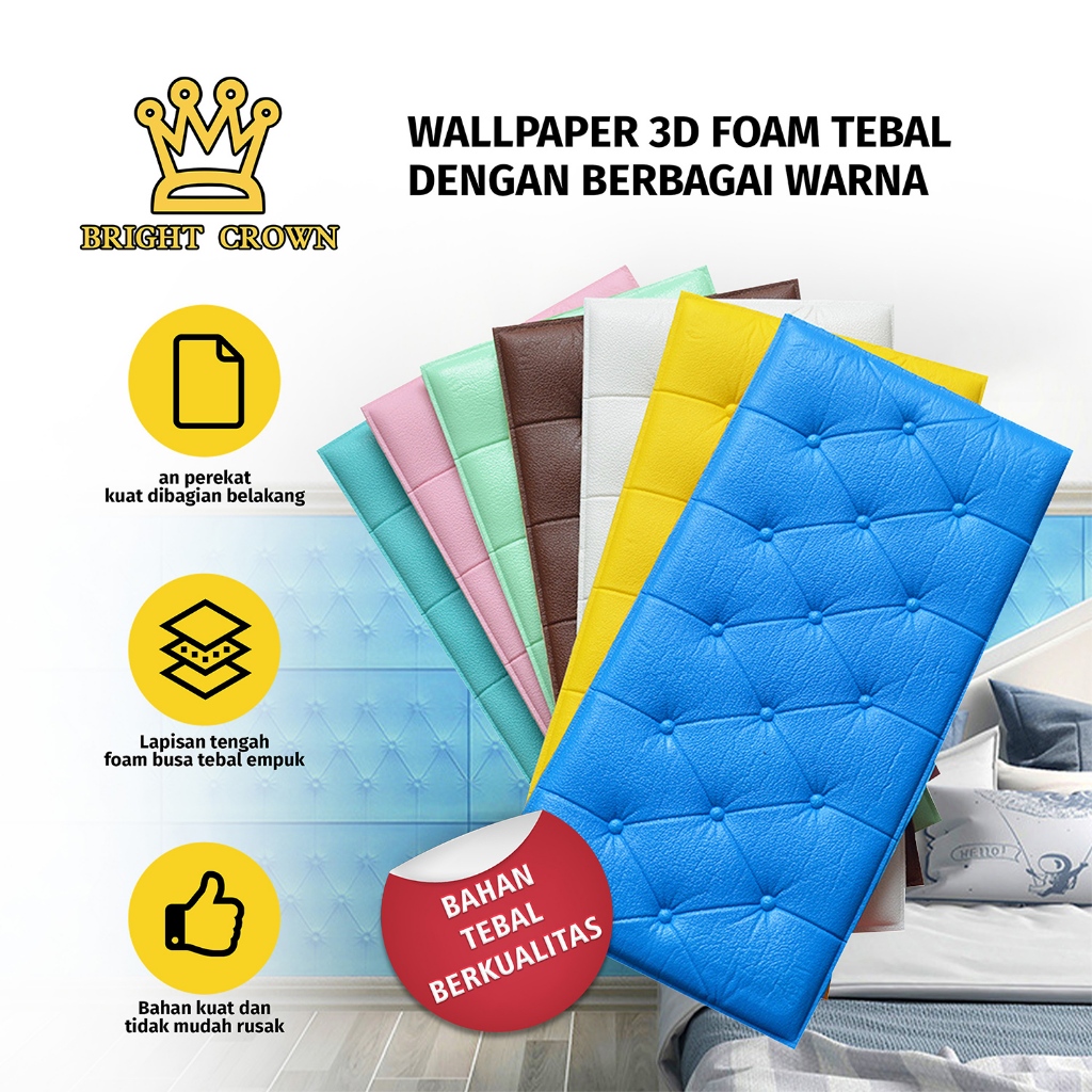 Bright Crown Wallpaper 3D Foam HeadBoard Stiker Dinding Busa Tebal Bed Wall Stiker Foam Uk 30 x 60cm