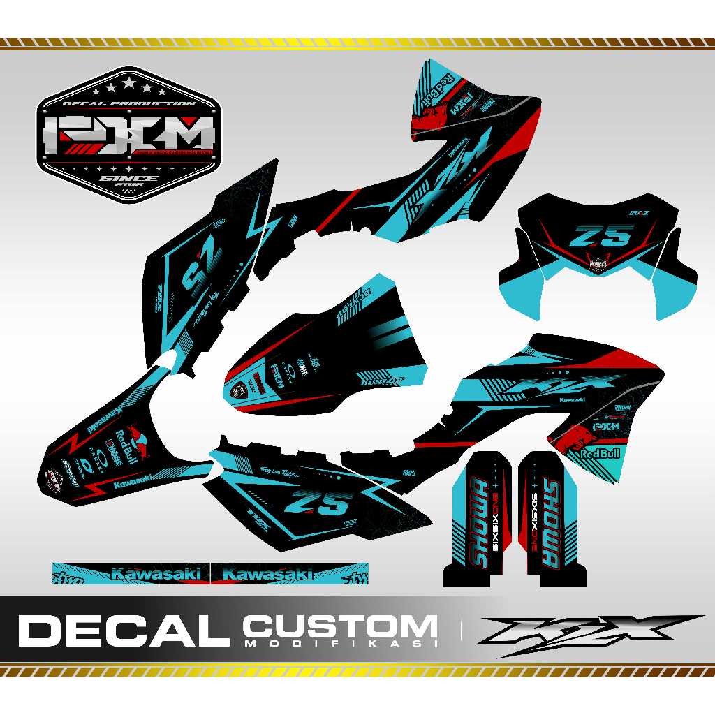 Decal KLX BF / G / Extreme BIRU HITAM (decal  bisa di sesuaikan kebody motor yang akan di decal) Ful