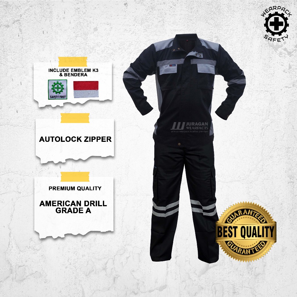 Wearpack Kerja Potongan / Wearpack Safety Baju Celana / Wearpack Kerja Set / Baju Wearpack Safety Se