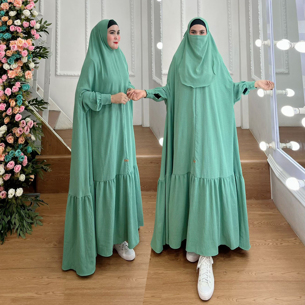 Hijab Syari Jumbo Langsung Kaya Gamis Kode LONGRUT Bahan Kringkel Premium By Ory AjeZas Collection